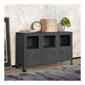 Industrial Sideboard Anthrazit 105x35x62 cm Metall und Glas