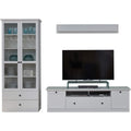 Wohnwand in Wei? mit Vitrine, TV-Lowboard und Wandboard, 273 ¡Á 1