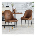 Esszimmerstuhle 2er-Set, Brauner Technologie-Stoff, Blitzmuster-Ruckenlehne, Verdickte Polsterung, Metallrahmen, 91 cm Hoch, Fur Kuche, Cafe, Gewerbe
