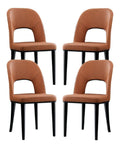 Moderne Esszimmerstuhle aus Leder, 4 Stuck, stilvolle Kuchenmobel mit Beinen aus Karbonstahl, fur Wohnzimmer, Lounge-Tresen und Make-up-Tisch