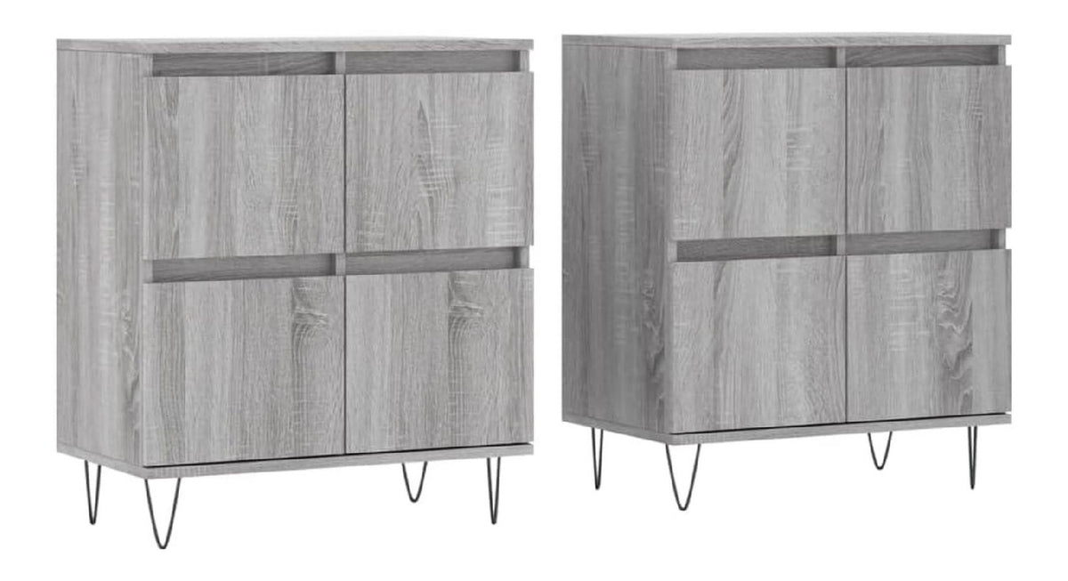 Buffet Bahut Kommode Schrank Aufbewahrungsschrank Organizer Kuche Wohnzimmer 2 Stuck Sonoma Holz Grau 02_0036978