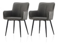 Esszimmerstuhle 2er-Set Kunstleder, Gepolsterter Kuchenstuhl, Ergonomischer Polsterstuhl mit Armlehnen Ruckenlehne Metallbeine, Sessel fur Esszimmer Wohnzimmer Kuche Schlafzimmer, Grau