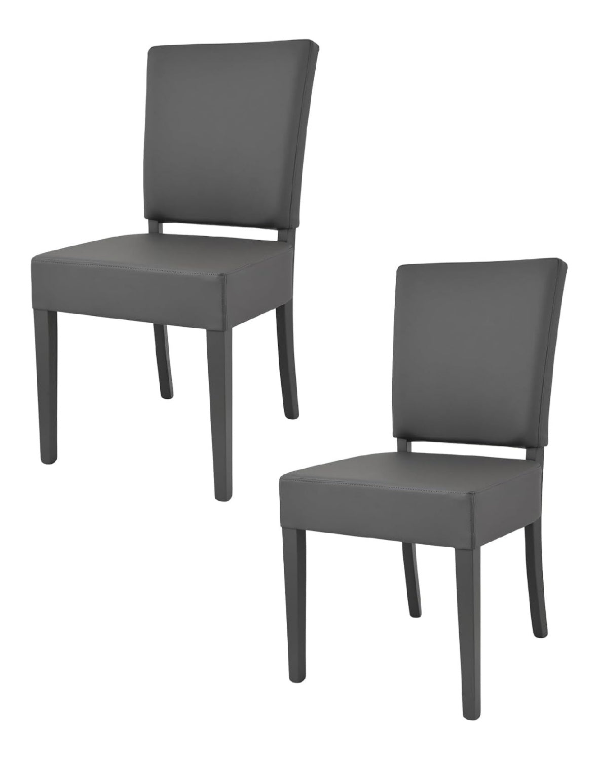 t m c s Tommychairs - 2er Set Moderne Stuhle Genny fur Kuche und Esszimmer, robuste Struktur aus lackiertem Buchenholz Farbe Dunkelgrau, gepolstert und mit dunkelgrauem Kunstleder bezogen