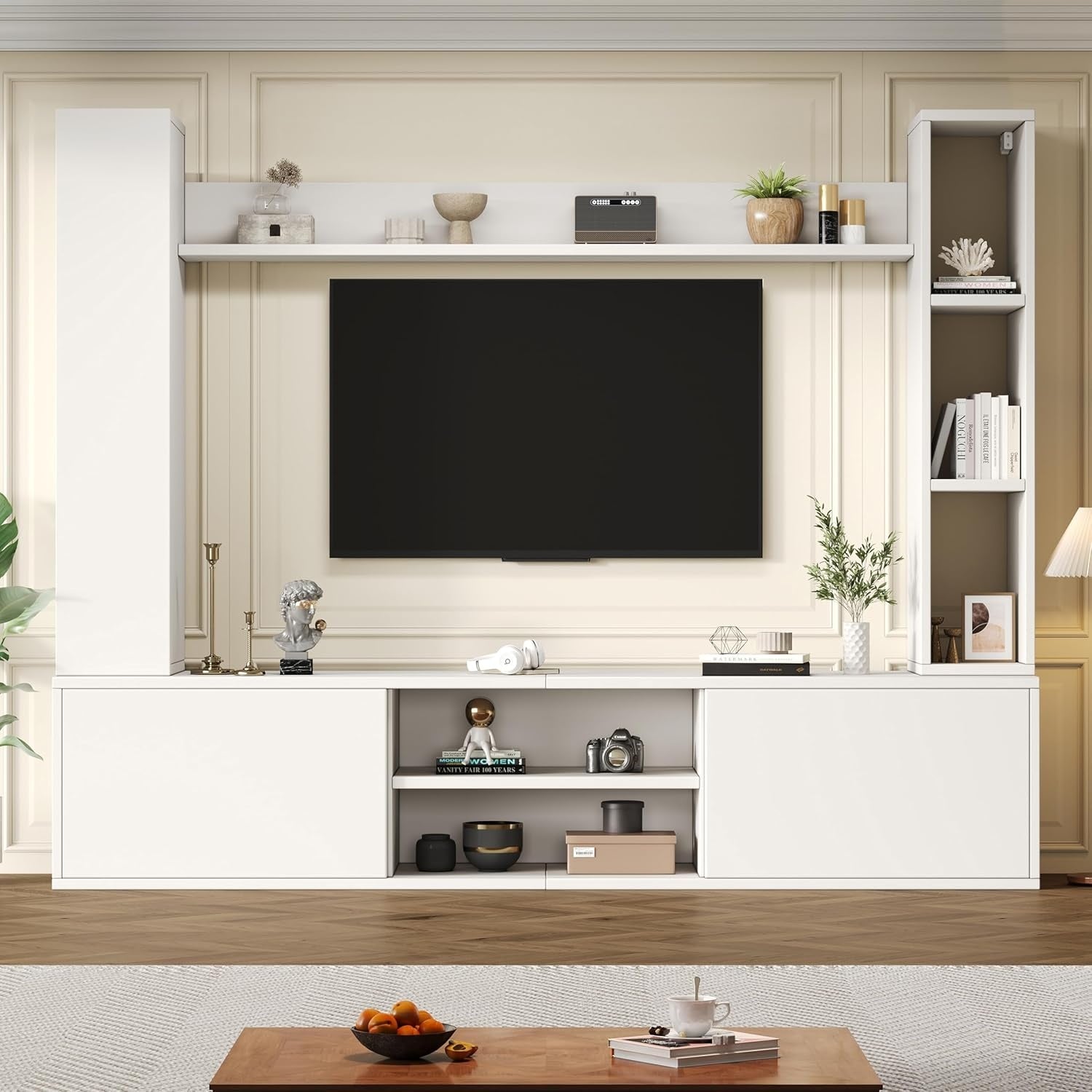 4-teiliges TV-Wohnwand-Set mit Vitrinen, TV-Board und W