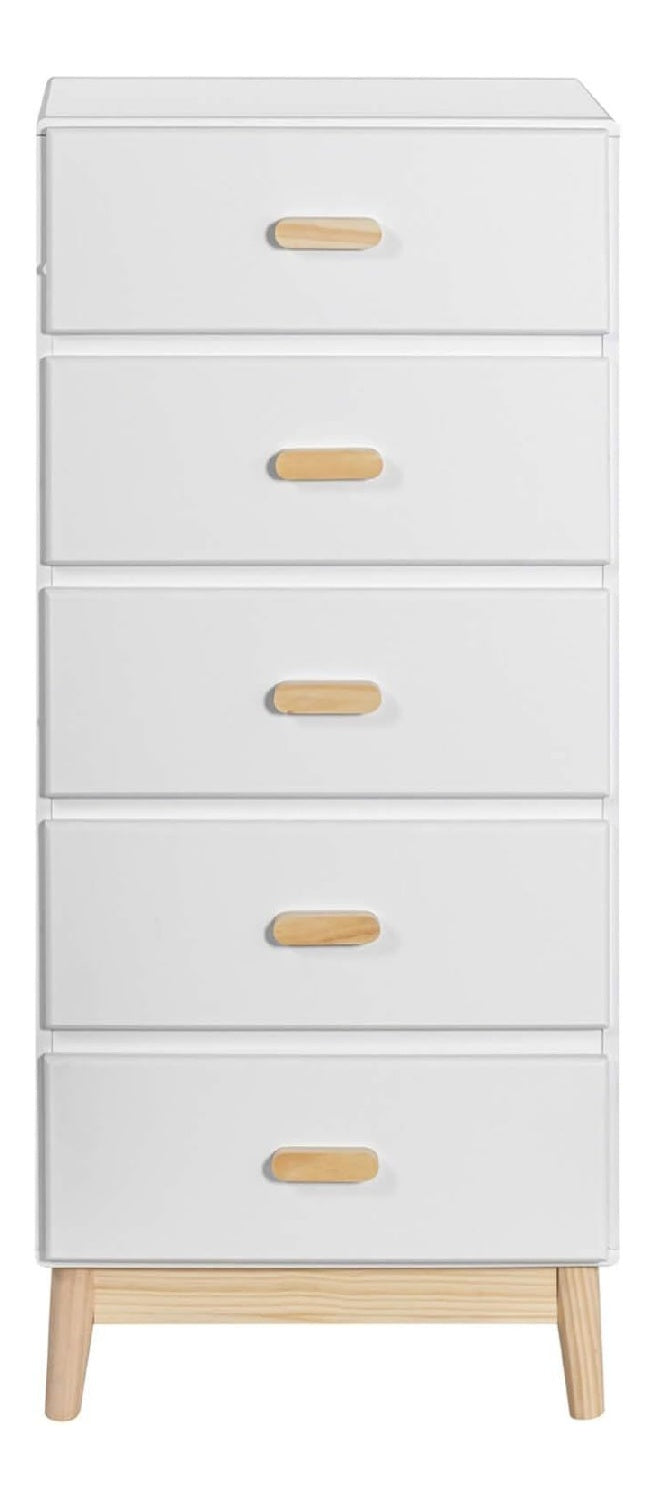 Kommode fur Kinderzimmer, Kommode fur Kinder, Wei Braun, Kiefern MDF, mit 5 Schubladen, mit Anti-Kipp-System - Ma e HxBxT: 115 x 50 x 40 cm - Art. RE6980