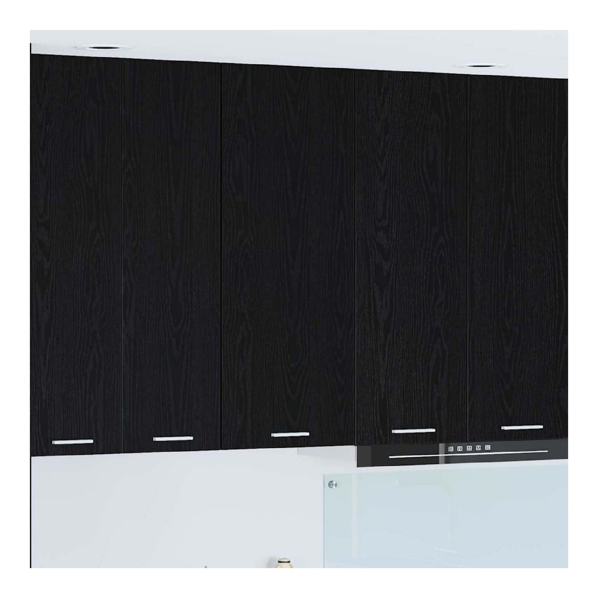 Oberschrank aus Spanplatte in schwarz Eichen-Optik, 40 x 31 x 100 cm, Kuchenmobel beistellschrank Vorratsmobel arbeitsplatte aufbewahrung, stauraum geeignet fur Tafelgeschirr und Esszimmer