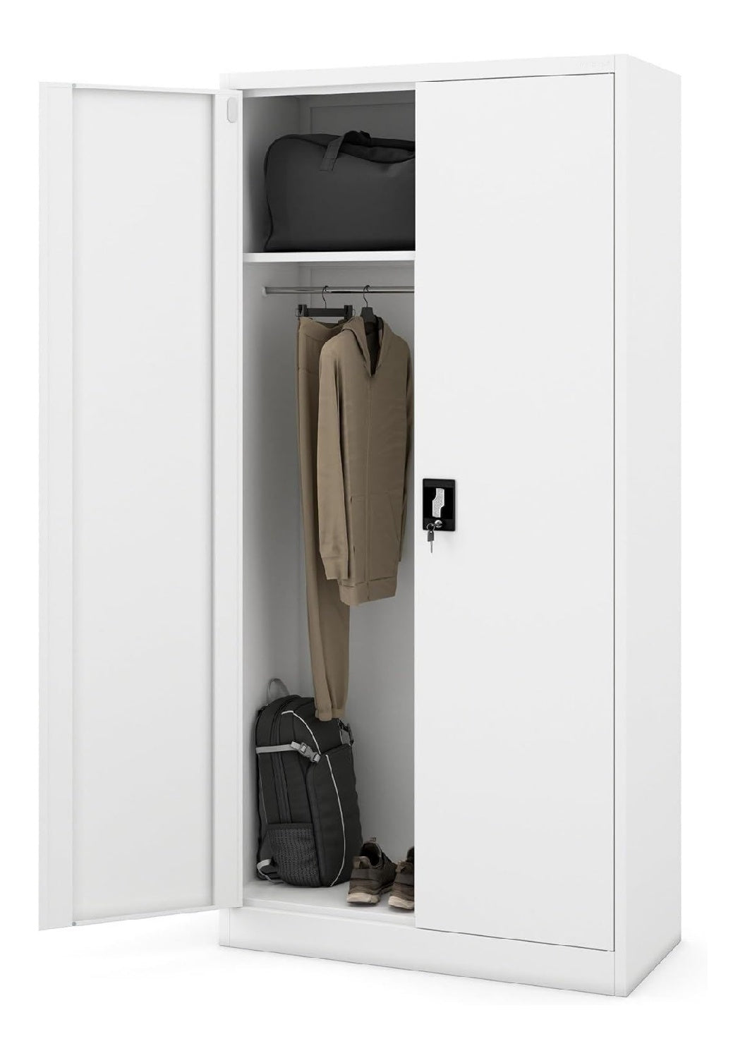 Jan Nowak Kleiderschrank abschlie bar, Buroschrank mit Kleiderstange
