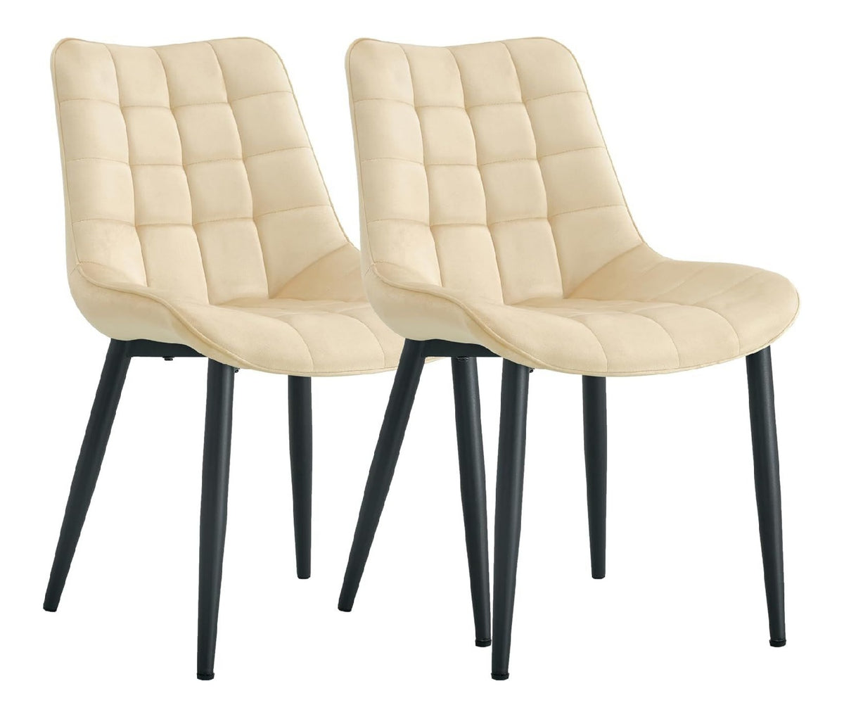 Krok Wood 2X Christian - Esszimmerstuhl, Wohnzimmerstuhl, Burostuhl, Metallbeine (Beige, 2)