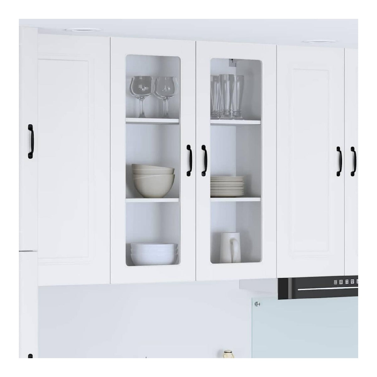Kuchenwandschrank Wei , 80x31x100 cm Holzwerkstoff, Langlebiges Aufbewahrungsmobel fur Kuche, Praktische Schiebeturen, Modernes Design, Ideal fur Innenbereich