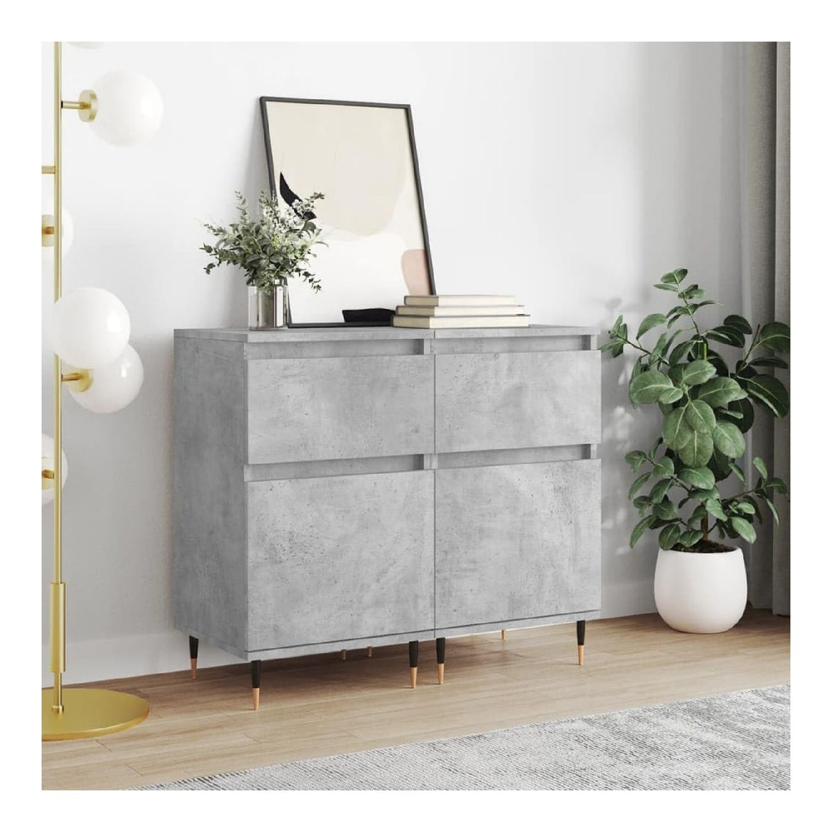 Schranke & Aufbewahrung-Buffets & Sideboards-Sideboards 2 Stuck Betongrau 40x35x70cm Holzwerkstoff