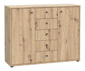 Sideboard TEMPRA2 in Artisan Eiche Dekor bietet mit 5 Schubladen,6 Ablageflachen und 2 Turen viel Stauraum. Ma e: 108,8 x 85,5 x 34,8 cm, robust, modernes Design, zerlegt geliefert.