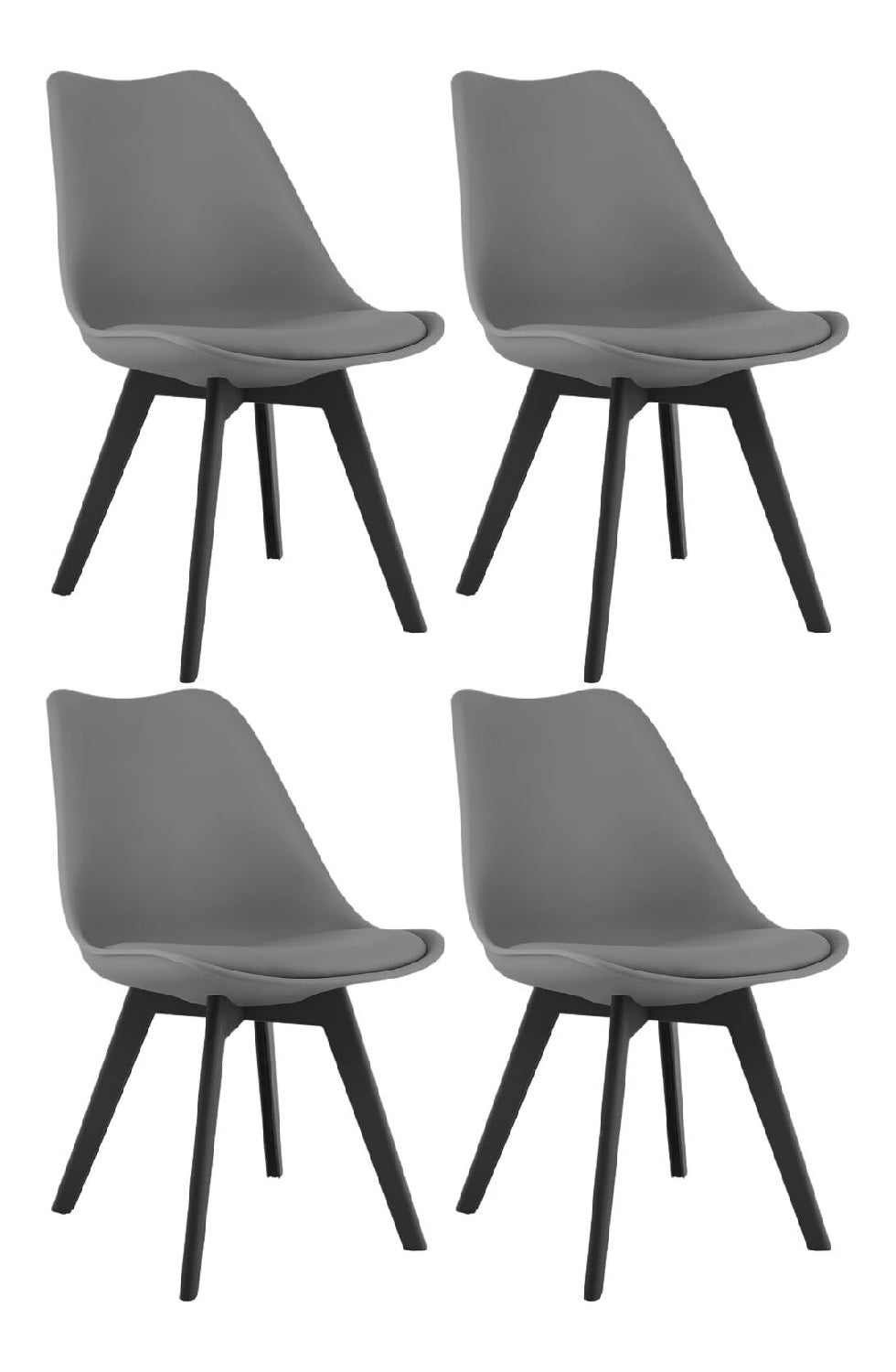 Designstuhl Kunststoff mit Kunstleder 4er Set Graphit