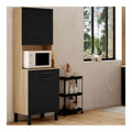 Kuchenbuffet 60 cm CINA 2 Turen + Schublade in Buchenholzoptik und schwarz