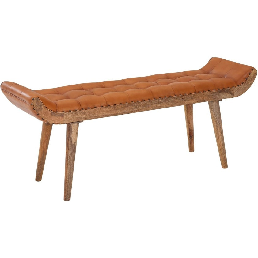 Sitzbank aus Echtleder und Massivholz im Chesterfield-Stil f¨¹r