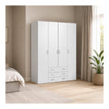 Gro er Kleiderschrank Francine, Schlafzimmermobel, Schrank, Garderobe, 154x50 h200 cm, Glanzendes Wei