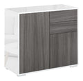 Sideboard Kommode mit Schublade, 2 Push-Click-Turen und Verstellbar Regal, Moderner Aufbewahrungsschrank fur Schlafzimmer, Wohnzimmer, Flur 79 x 36 x 74 cm Hochglanz wei +Hellgrau