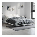 Hochglanz-Wei es Bettgestell 140x190 cm, Holzwerkstoff, Metallbeine, Modernes Design, Stabile Schlafzimmermobel fur erholsamen Schlaf