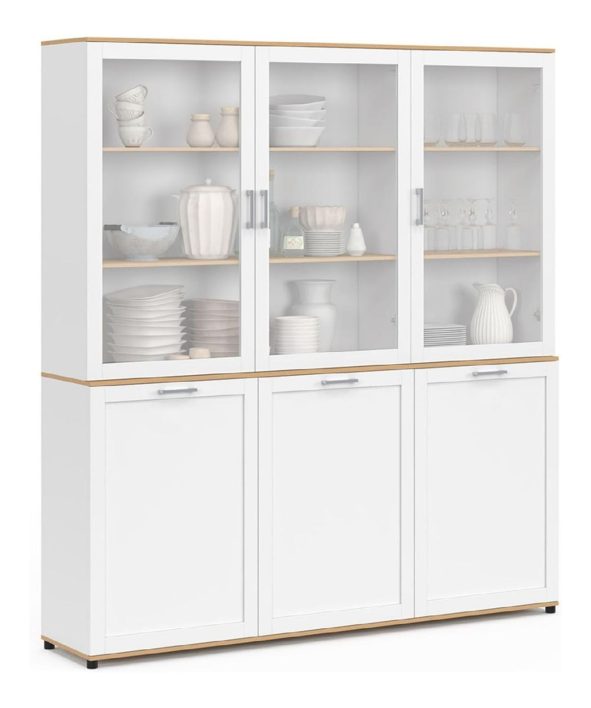 Anrichte 160 cm VITO Kuchenmobel mit 6 Turen Wei und Holz
