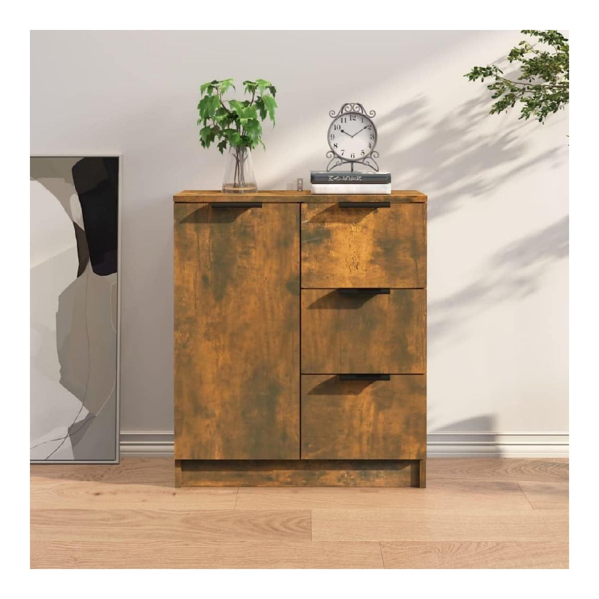 Bodenschrank Buffet Anrichte Sideboard Rauchereiche 60x30x70 cm Holzwerkstoff fur Wohnzimmer, Esszimmer und Kuche Leicht zu montieren