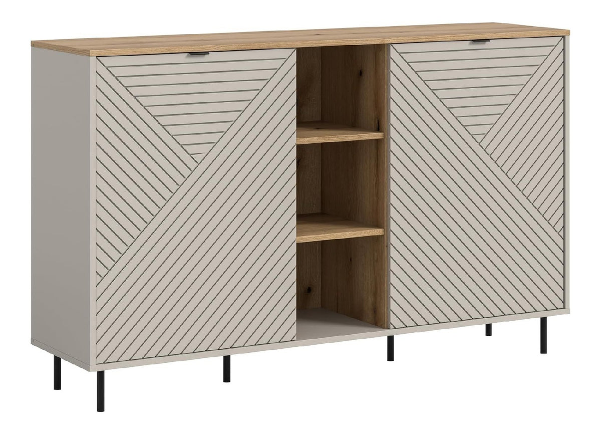 xonox.home - Sideboard Campus 154x95x40 cm in Kaschmir Nachbildung - Kommode mit 2 Turen, 7 Fachern & 4 Boden - Modernes Design mit 3 offenen Fachern fur Dekoration & viel Stauraum im Wohnzimmer