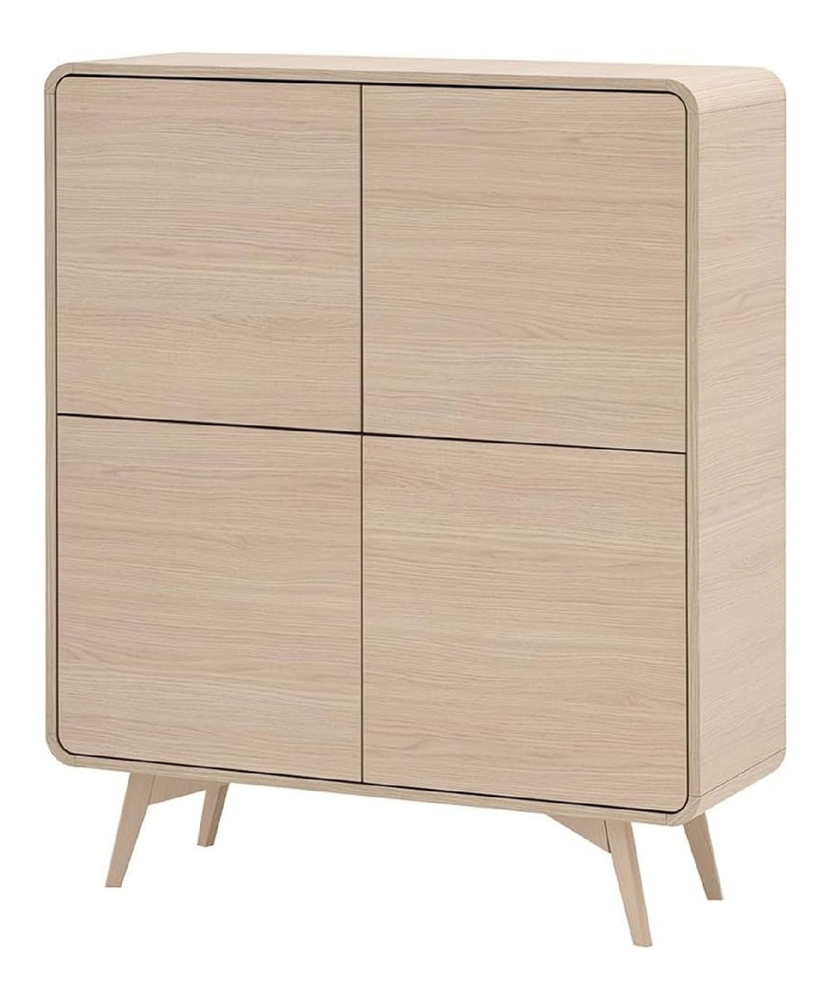 Wohnzimmer Highboard mit 130 cm Hohe in Eiche, 4 Turen, Wohnzimmerschrank, Hochkommode, Schrank, Esszimmer, Anrichte, Barschrank, Geschirrschrank, Hochschrank