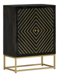 Sideboard mit 2 Turen Schwarz Gold 55x30x75 cm Massivholz Mango Aufbewahrungsschrank Beistellschrank viel Stauraum Anrichte Standschrank Mehrzweckschrank Schrank fur Wohnzimmer