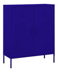 Marineblauer Lagerschrank 80x35x101,5 cm, robuster Stahl Beistellschrank mit 2 verstellbaren Einlegeboden, vielseitiger Buffet-Schrank fur Buro und Zuhause