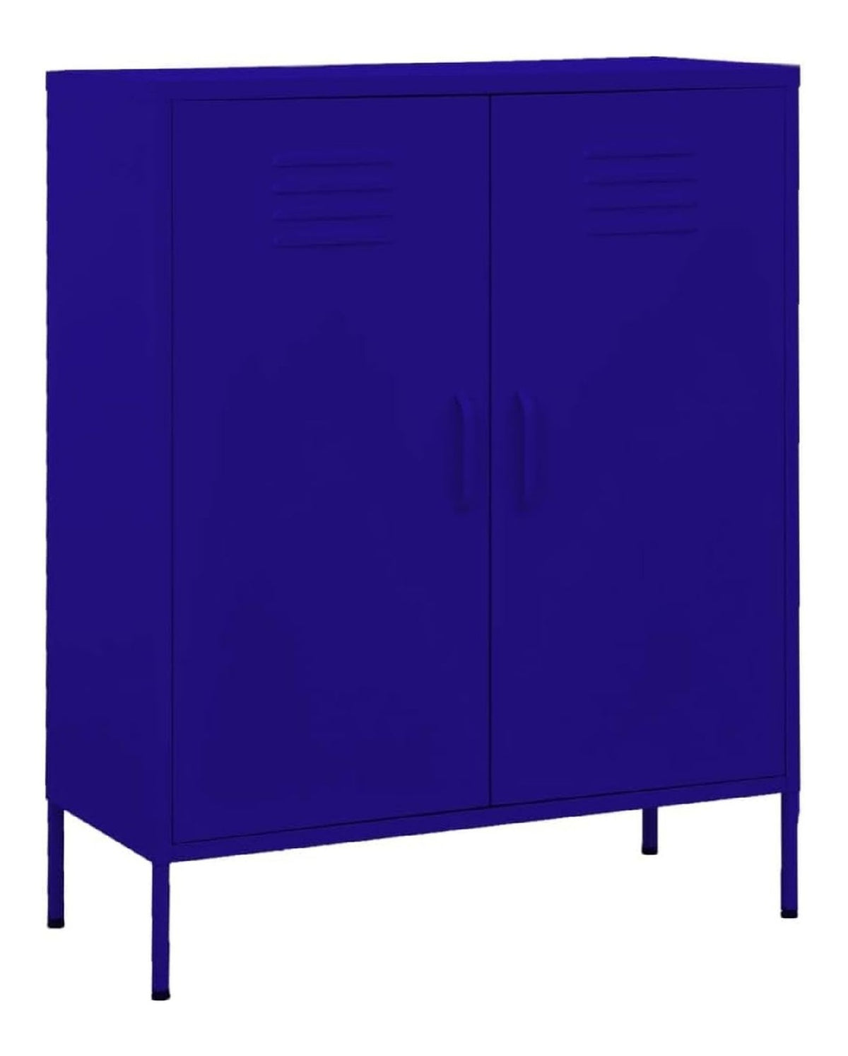 Marineblauer Lagerschrank 80x35x101,5 cm, robuster Stahl Beistellschrank mit 2 verstellbaren Einlegeboden, vielseitiger Buffet-Schrank fur Buro und Zuhause