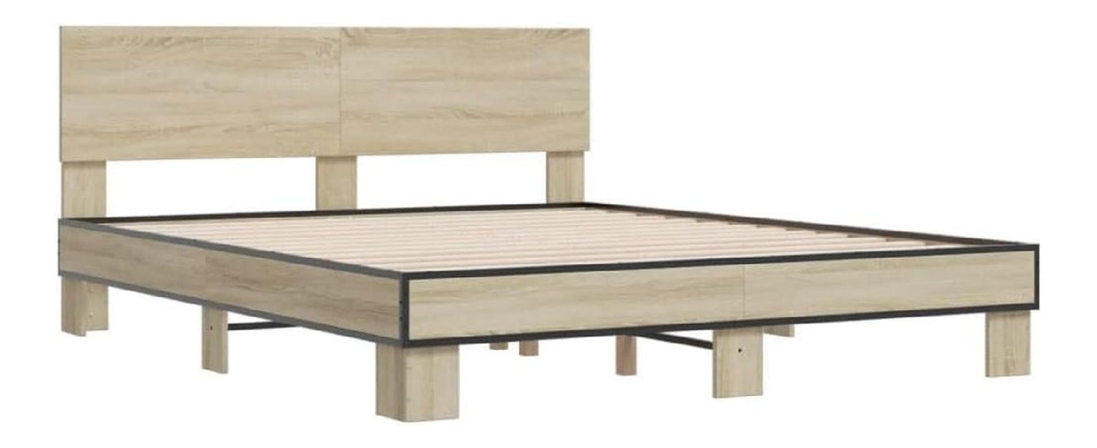 Bettgestell Sonoma-Eiche 160x200 cm Holzwerkstoff und Metall