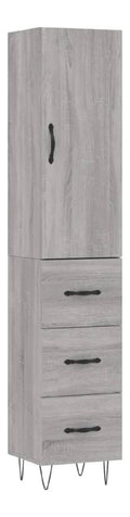 Highboard Grau Sonoma 34,5x34x180 cm Holzwerkstoff