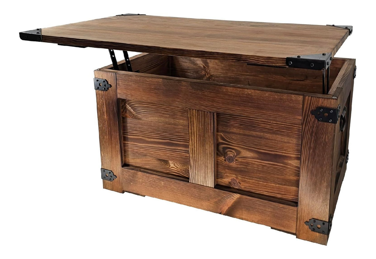 CREATIVE COOPER Couchtisch, holzbox, schatztruhe, aufbewahrungsbox, rustikal truhentisch, couchtisch, 77x49x45 cm, Handarbeit holztruhe, Eco Holzol Wenge