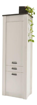 Kuche Hochschrank in wei Pinie und anthrazit Kuchenschrank hoch industrieller Stil Stauraumschrank Geschirrschrank Vorratsschrank 62 x 201 cm Stove