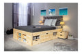 Funktionsbett - Bett mit Schubladen - Doppelbett 140 x 200 cm - 2 Gro e und 4 kleine Schubladen - Nachtkommode - Kiefer massivholz - Inkl Lattenrost - Natur lackiert - Claas