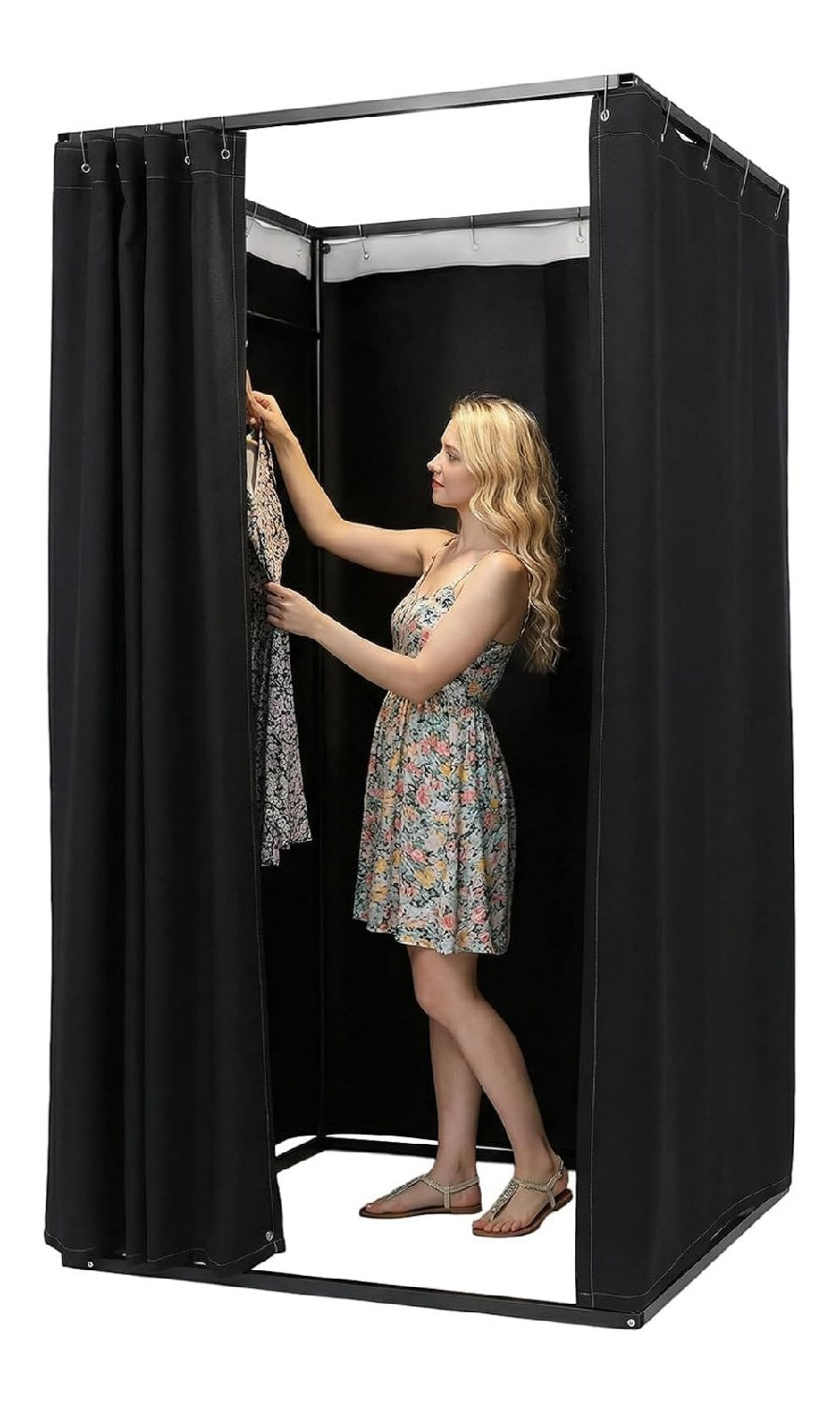 Mobile Umkleidekabine Freistehend 100x100x200cm Blickdicht Schwarz