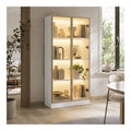 Vitrine Wei mit LED Beleuchtung 80 cm, Glasschrank mit 4 Ebenen, Standvitrine fur Wohnzimmer
