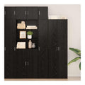 Aufbewahrungsschrank 3-teilig Schwarz Eichen-Optik Holzwerkstoff 30x42,5x225 cm mit viel Stauraum fur Kuche, Esszimmer, Wohnzimmer, modernes Sideboard und Kuchenmobel