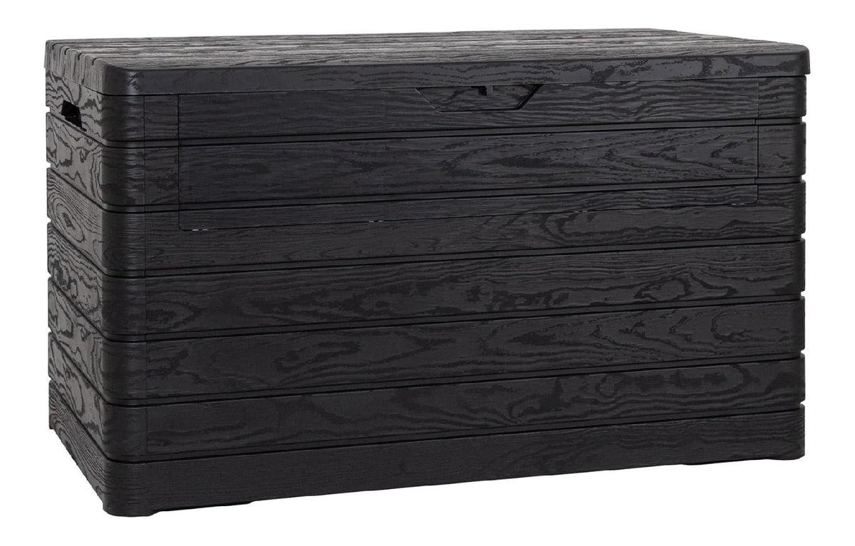 Toomax Dolomiti 970L Werkzeugkiste 146x82x85h cm Holzoptik schwarz aus robustem Kunststoff UV-bestandig Loch fur Vorhangeschloss Outdoor
