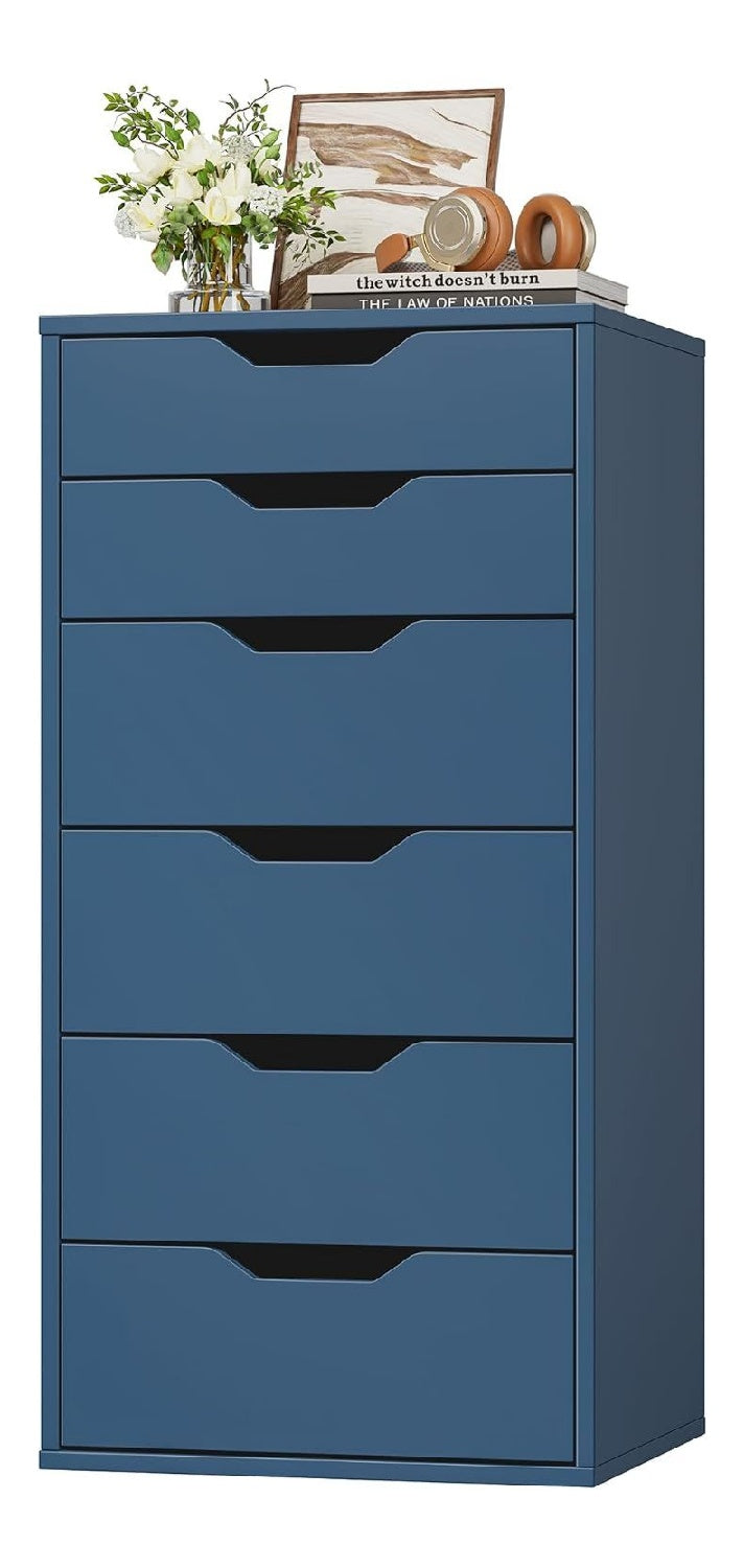 FOREHILL Kommode mit 6 Schubladen Schubladenschrank 45x40x90,5 cm (Blau)