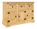 Fengshui Sideboard Braun 112x44x78 cm Massivholz Mexikanische Kiefer