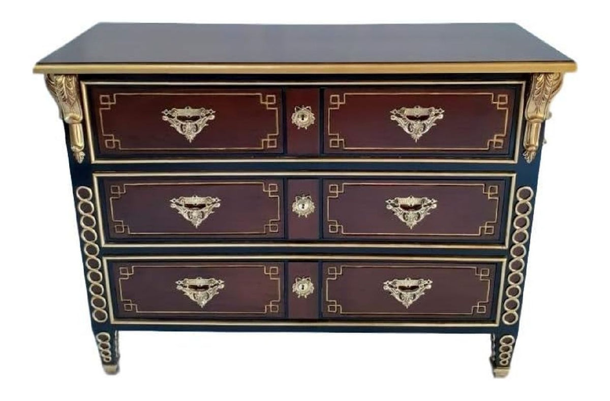 Antik konigliche Louis XIV. Louises Barock Rokoko Stilmobel Kommode Sideboard Kommodenschrank Sideboardschrank Farbe: Nussfarben mit Gold Breite129cm
