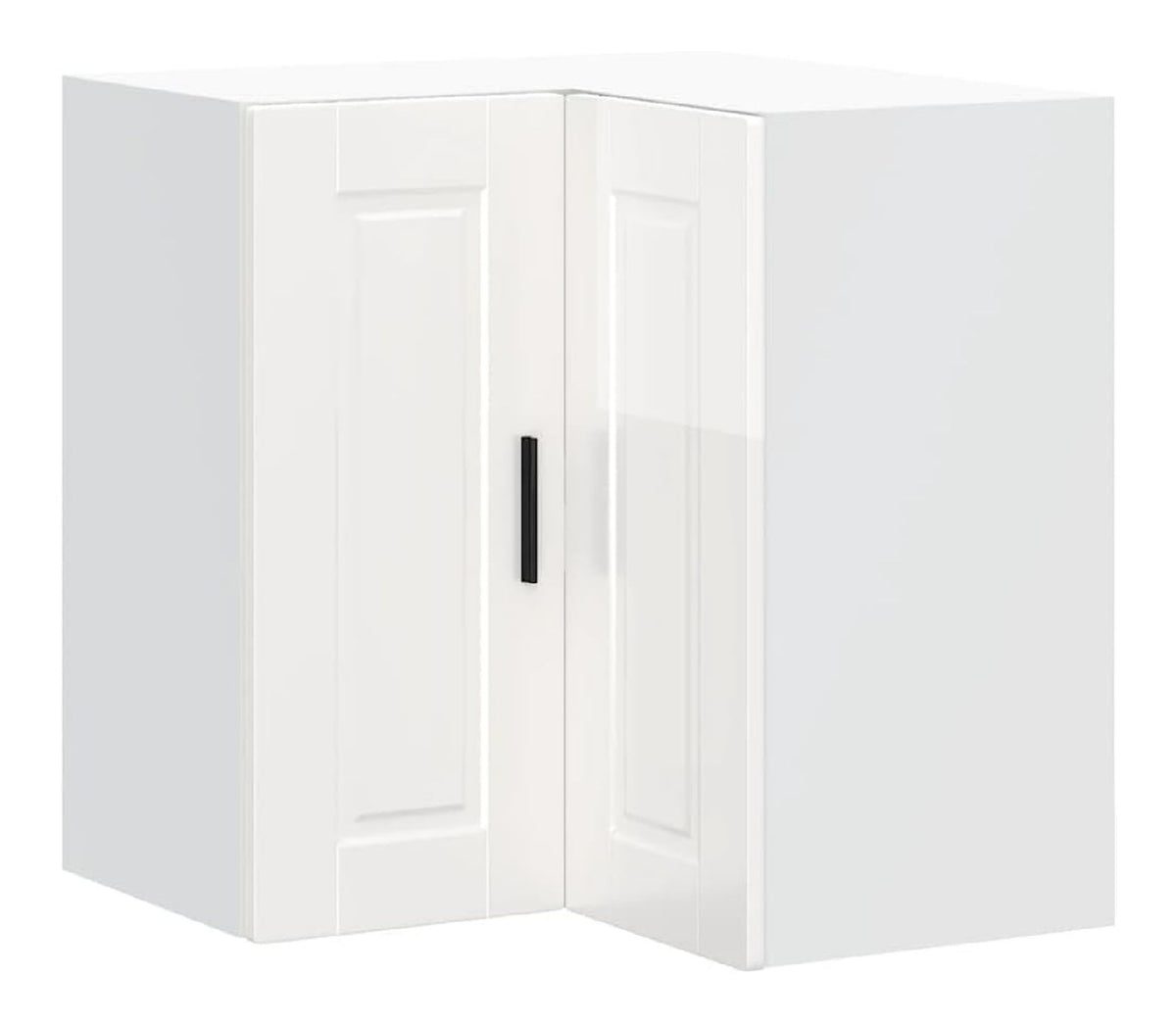 Eckschrank fur Kuche, Hangeschrank fur Kuche, Wandschrank, Eckschrank, Portweiss, glanzend, 57 x 57 x 60 cm