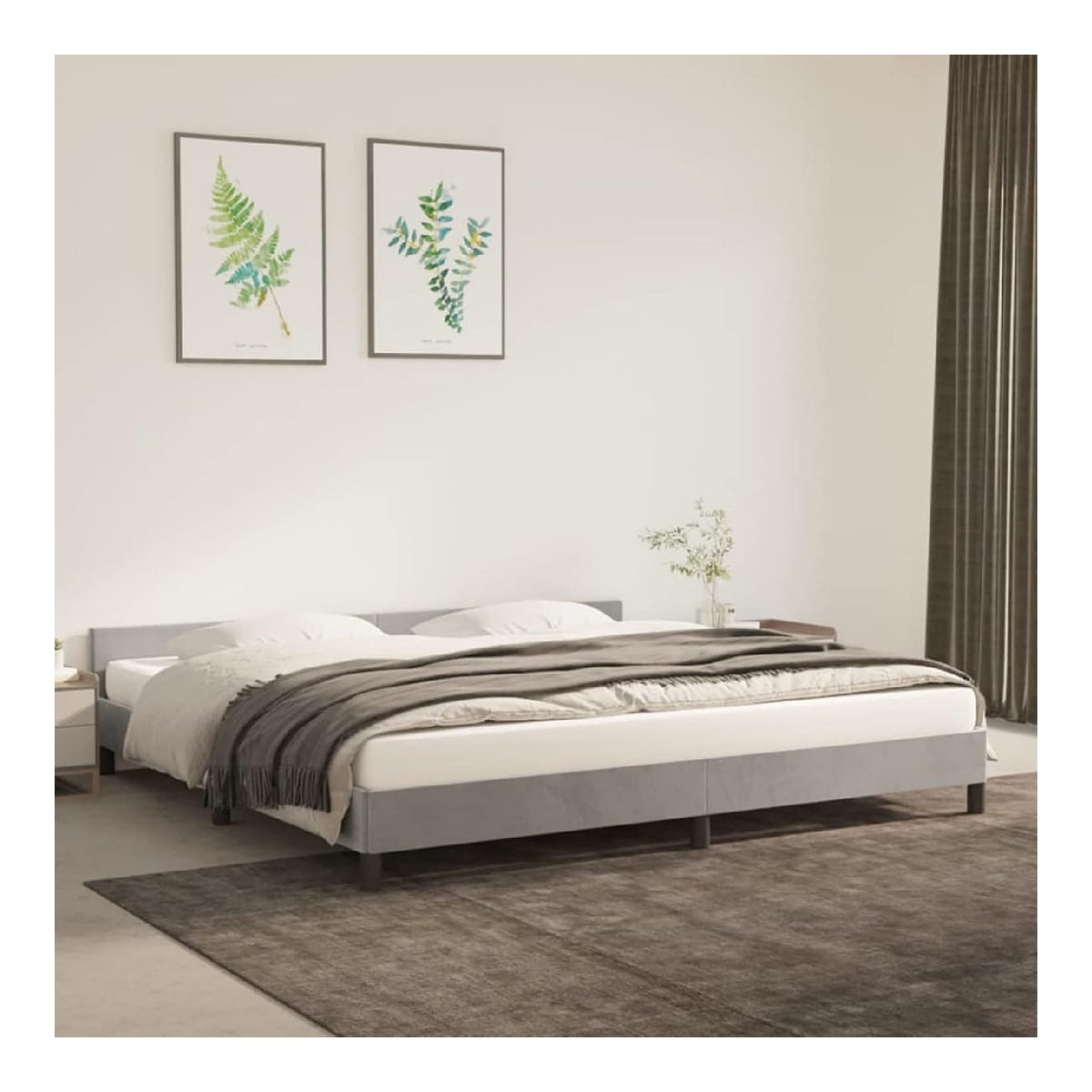 Bettgestell mit Kopfteil Doppelbett Polsterbett Bett Bettrahmen Schlafzimmerbett Schlafzimmermobel Hellgrau 200x200 cm Samt