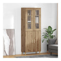 Highboard Artisan-Eiche 69,5 x 34 x 180 cm Holzwerkstoff mit 4 Turen, Sideboard Buffet Schrank fur Wohnzimmer und Esszimmer, Kuchenmobel mit viel Stauraum und stabilem Design