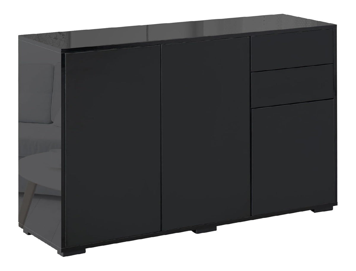 Hochglanz-Rahmen-Sideboard Push-Open-Seitenschrank Schwarz