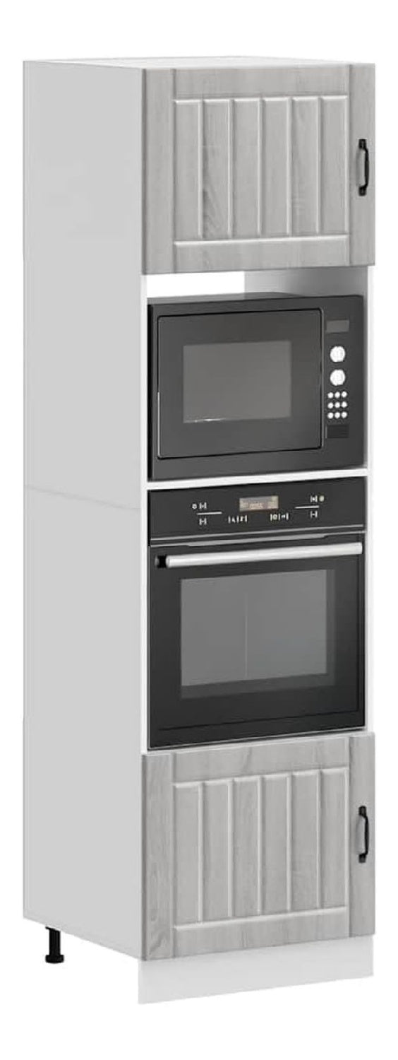 Kalmar Herdumbauschrank, 2er-Set, Grau Sonoma Holzwerkstoff, 60x57x207 cm, verstellbare Fu e, Kuchen Stauraum Losung