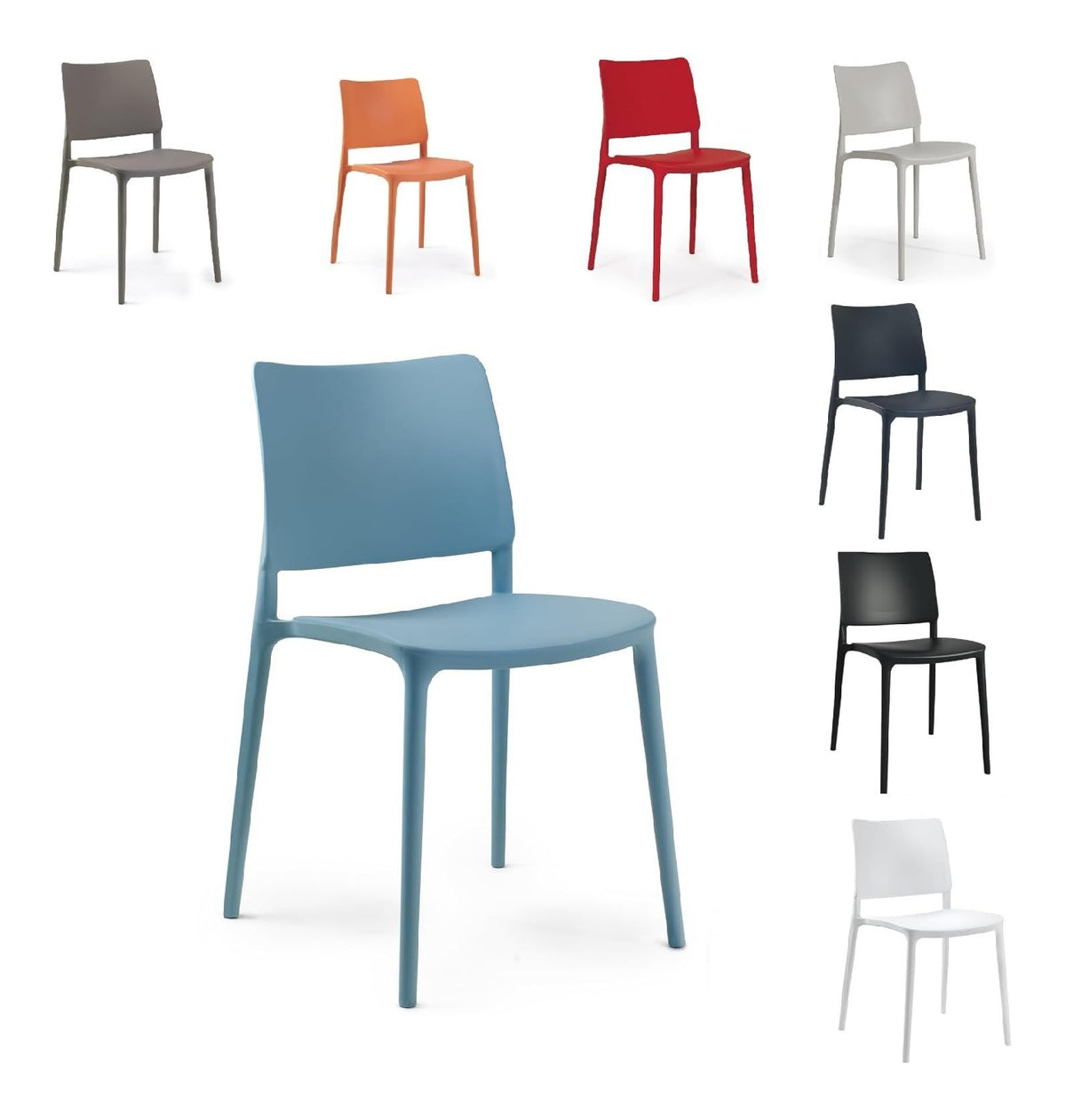 PAPATYA Joy-S 1er-Set Designer- Kunststoffstuhl, 200 kg belastbar, Leichter stapelbar Gartenstuhl, wetterfester Balkonstuhl, Terrassenstuhl, Hotelstuhle, Restaurantstuhle, Stapelstuhl (Aquablau)
