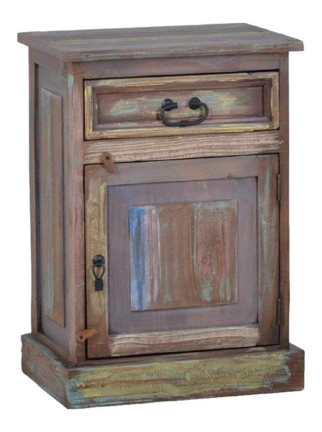 Nachttisch Cancun 49x70x35 cm Shabby Chic Massivholz Pinie Bunt