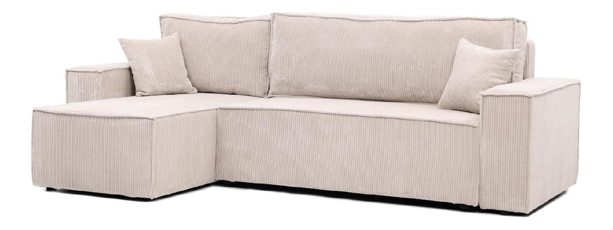 Ecksofa mit Schlaffunktion und Bettkasten 244 x 145 cm Beige