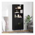 Black Oak Look Highboard, Wooden Material Cabinet, Sideboard, anrichte, kommode, Buffet Schrank, Storage, stauraum, Living Room, Dining Room, 69.5 x 34 x 180 cm, 2 Doors, Easy-Care Finish