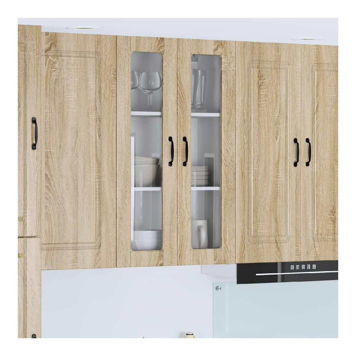 Kuchenschrank Sonoma-Eiche 60x31x100cm, Holzwerkstoff, Hangeschrank mit 2 Scharnierturen, Langlebige Kuchenmobel fur Innenbereich, Robuster Stauraum